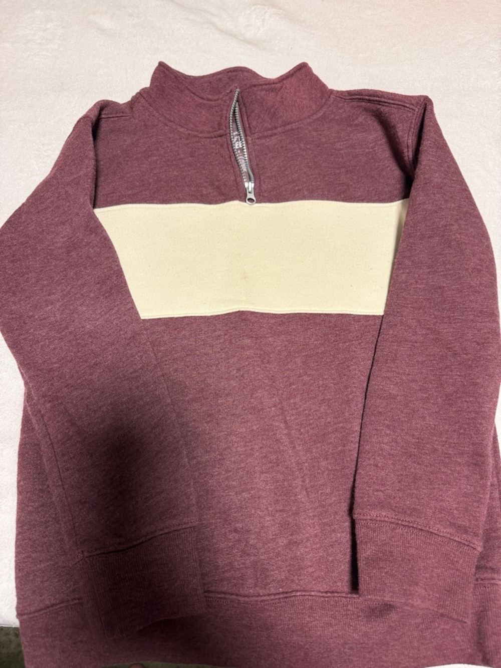 jumping beans Maroon Zip-Up Sweater with Cream Chest Panel